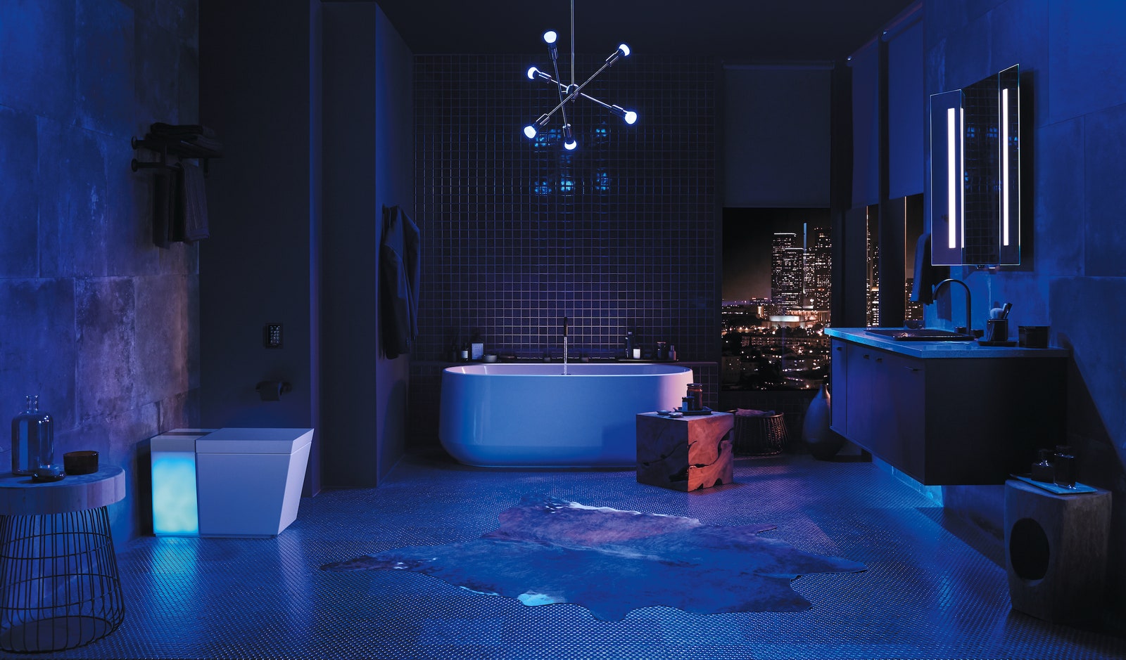 L'image peut contenir l'éclairage de la baignoire Design d'intérieur de la baignoire et intérieur