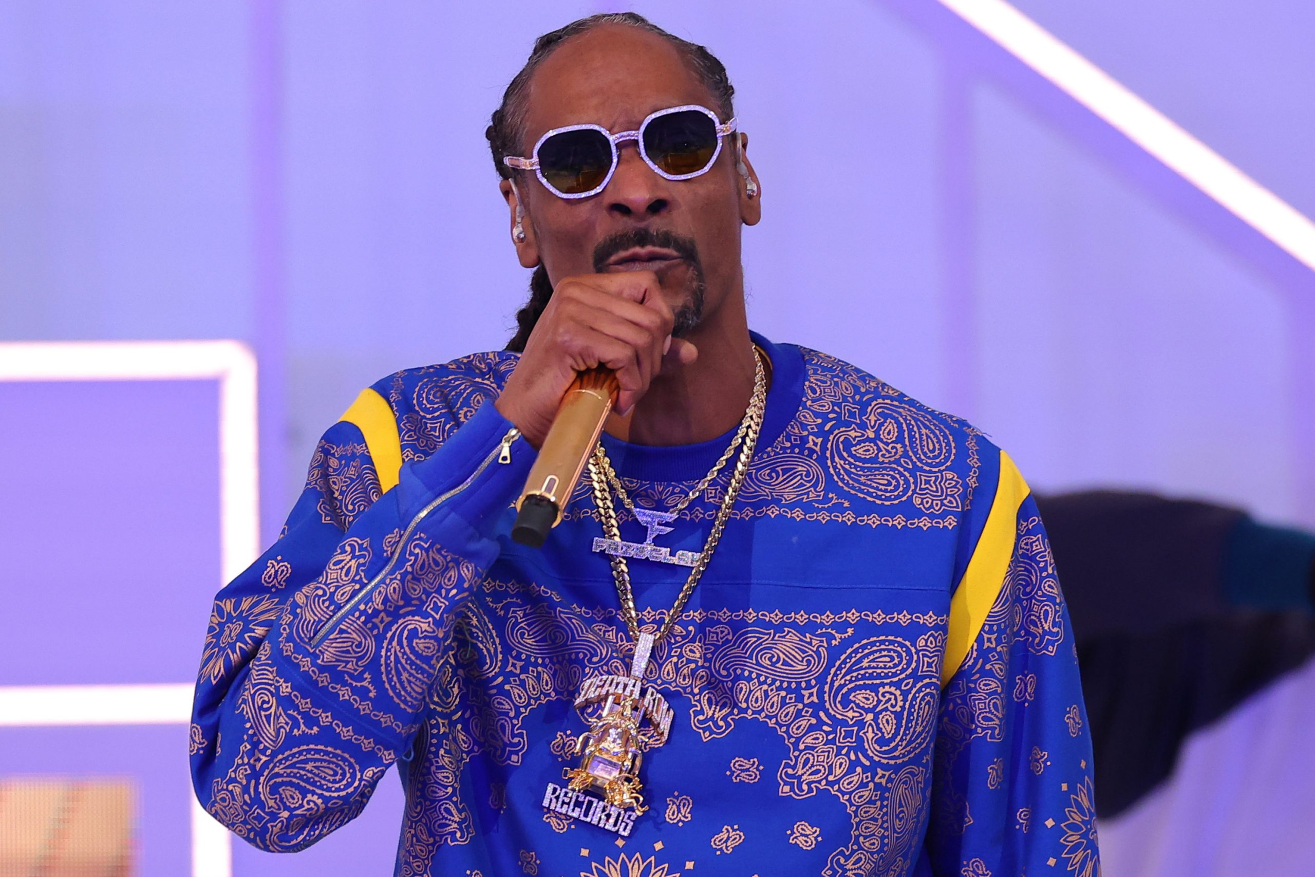 Snoop Dogg se produisant à la mi-temps du Super Bowl