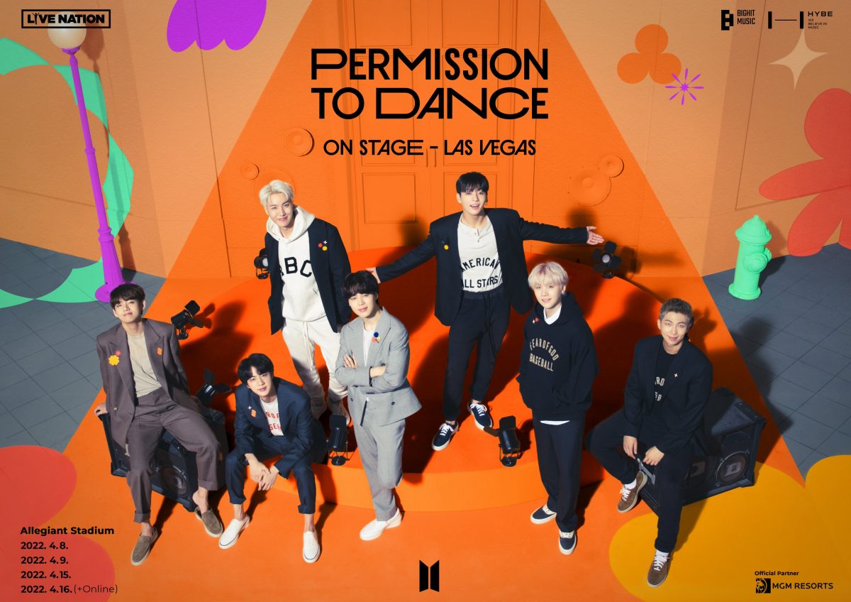 V, Jin, J-Hope, Jimin, Jungkook, Suga et RM posent pour une photo promotionnelle pour 'Permission to Dance On Stage - Las Vegas'