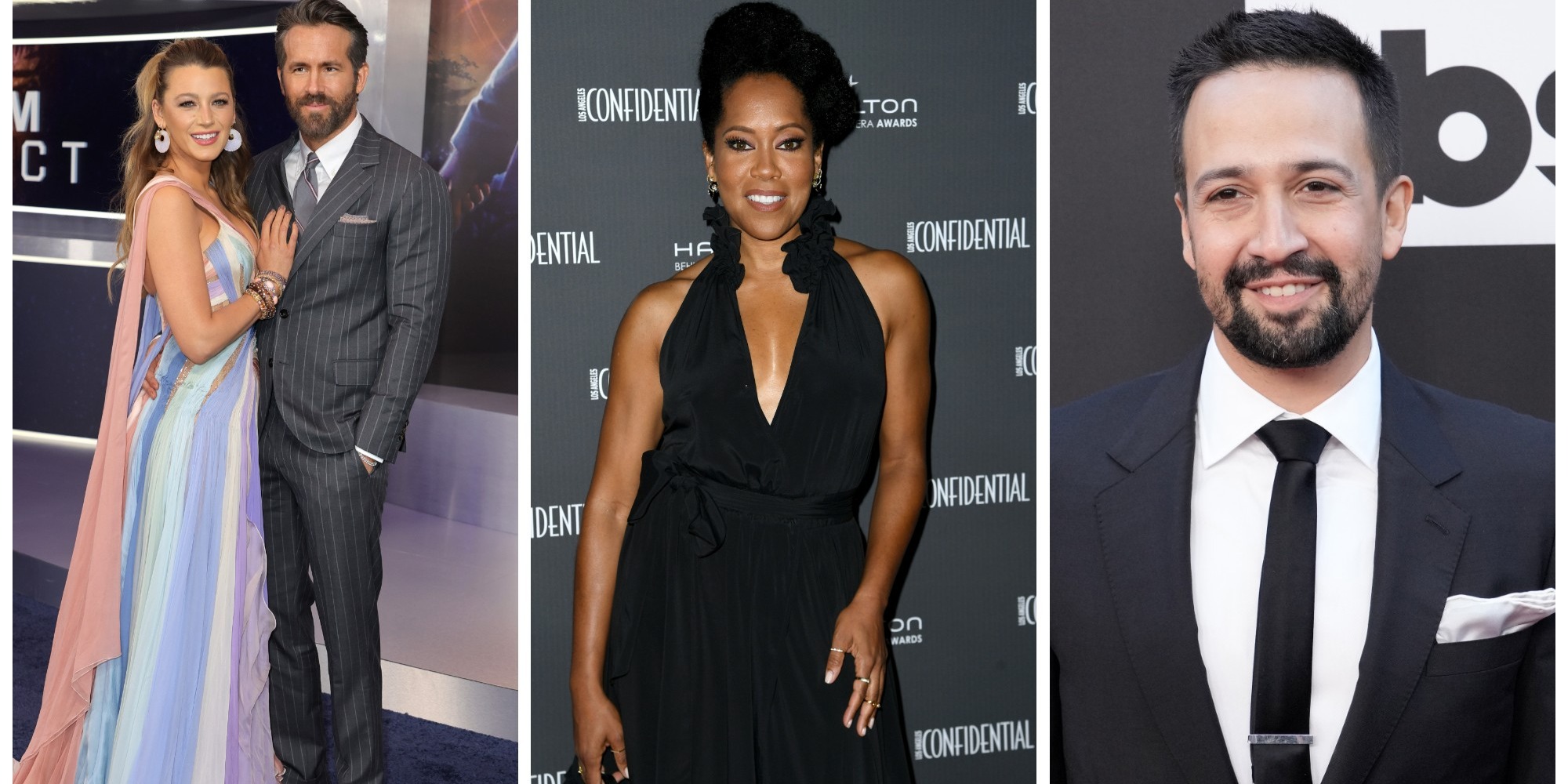 Blake Lively, Ryan Reynolds, Regina King et Lin-Manuel Miranda sur des photos séparées.