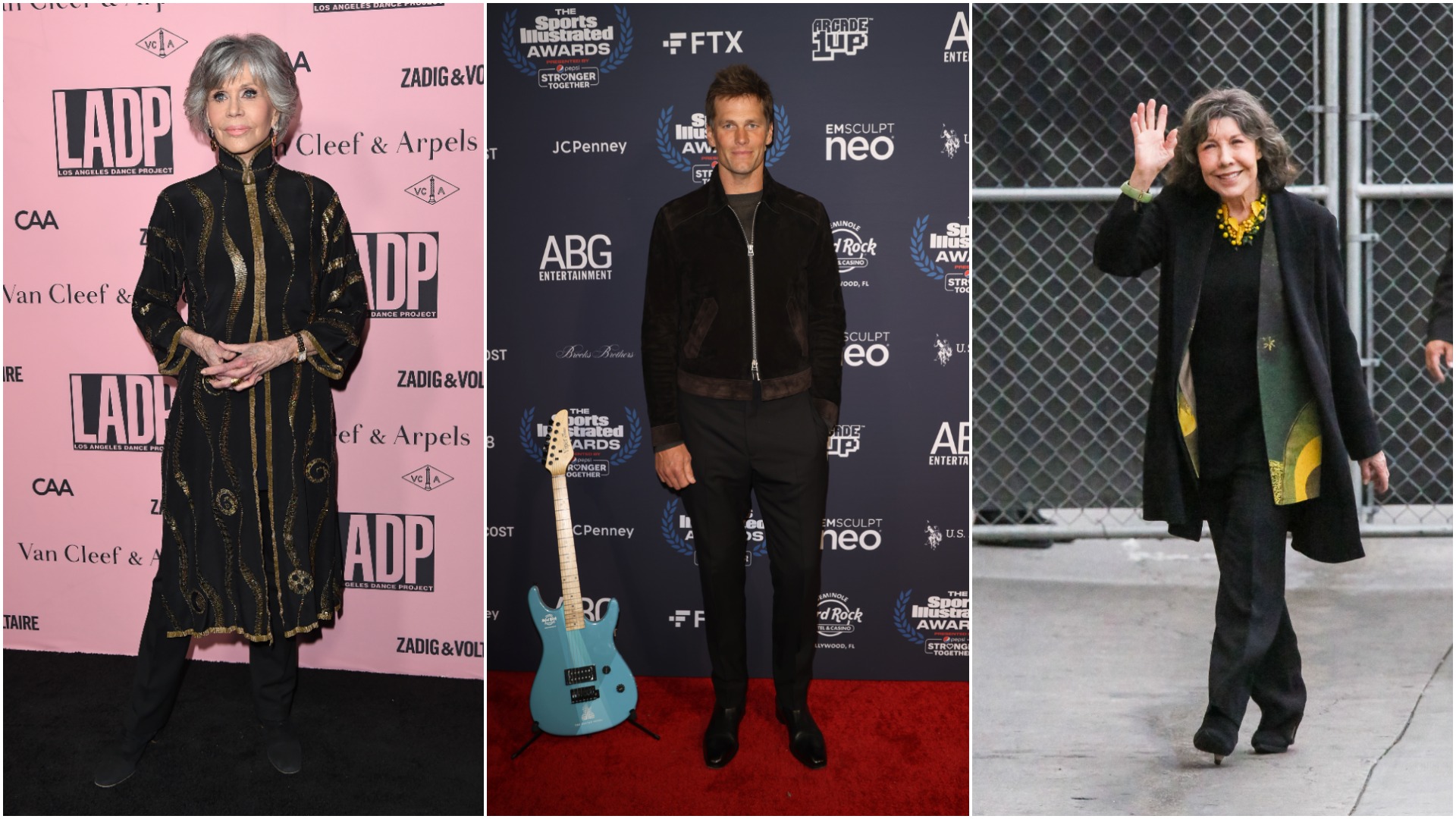 Jane Fonda, Tom Brady et Lily Tomlin font des apparitions séparées et s'arrêtent pour une photo