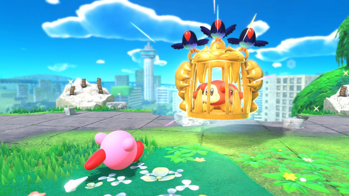Kirby sauve un Waddle Dee à Kirby and the Forgotten Land, qui a reçu les premières critiques