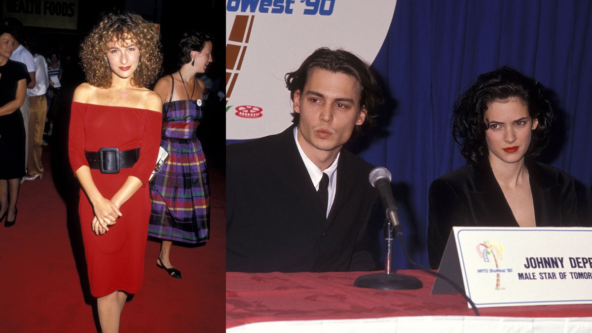 (G) Jennifer Gray (D) Johnny Depp et Winona Ryder