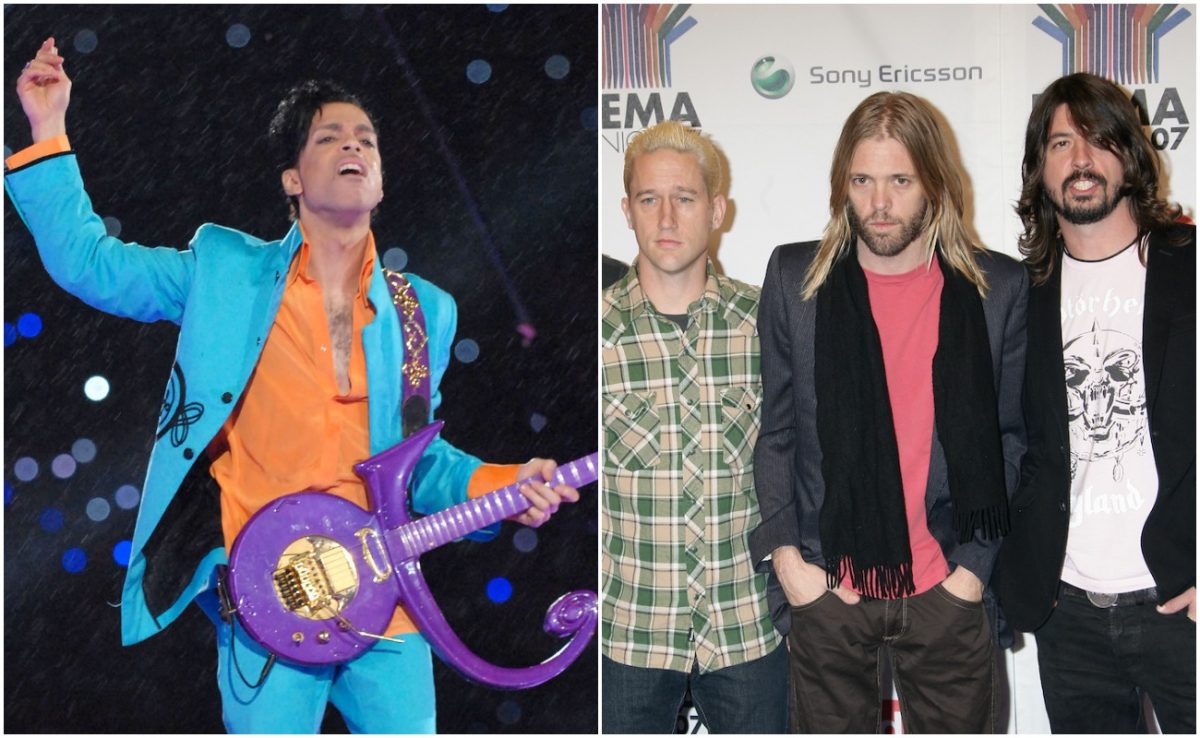 Prince se produisant au Super Bowl Halftime Show 2007 et Foo Fighters aux MTV Europe Awards 2007.