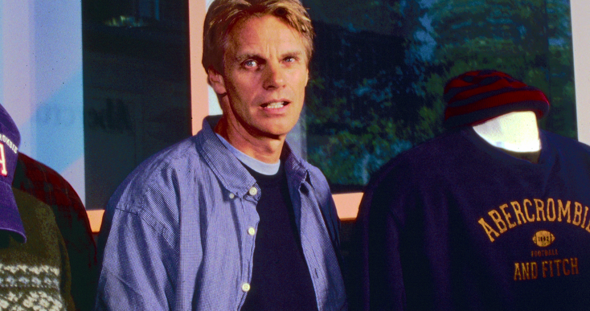 'White Hot: The Rise & Fall of Abercrombie & Fitch' Affiche Netflix d'un homme portant la marque