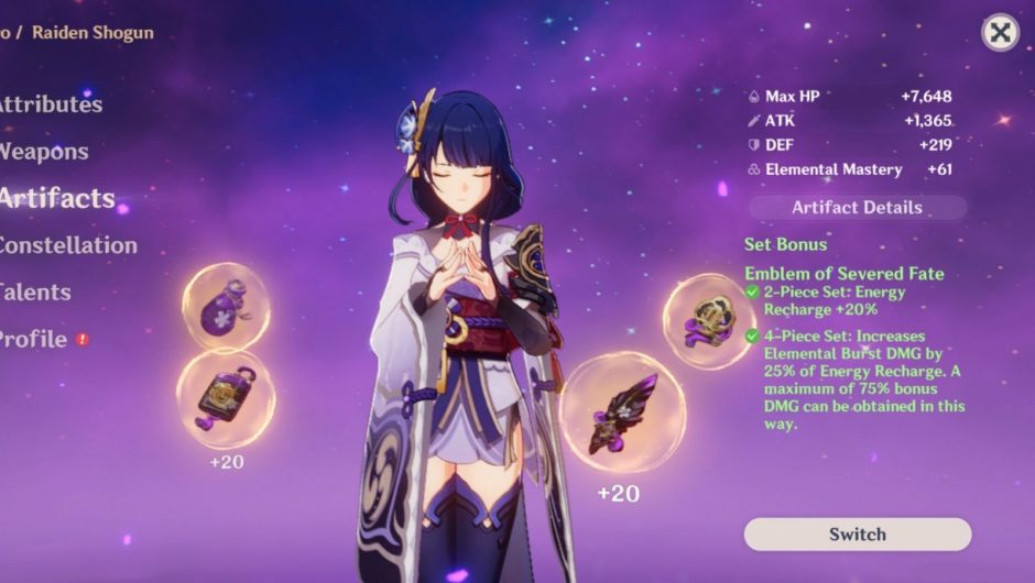 Genshin Impact Version 2.7 ajoutera des recommandations sur les talents et les artefacts