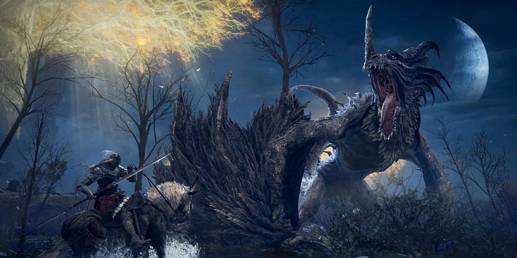 Elden Ring image promotionnelle de dragon terni sur torrent