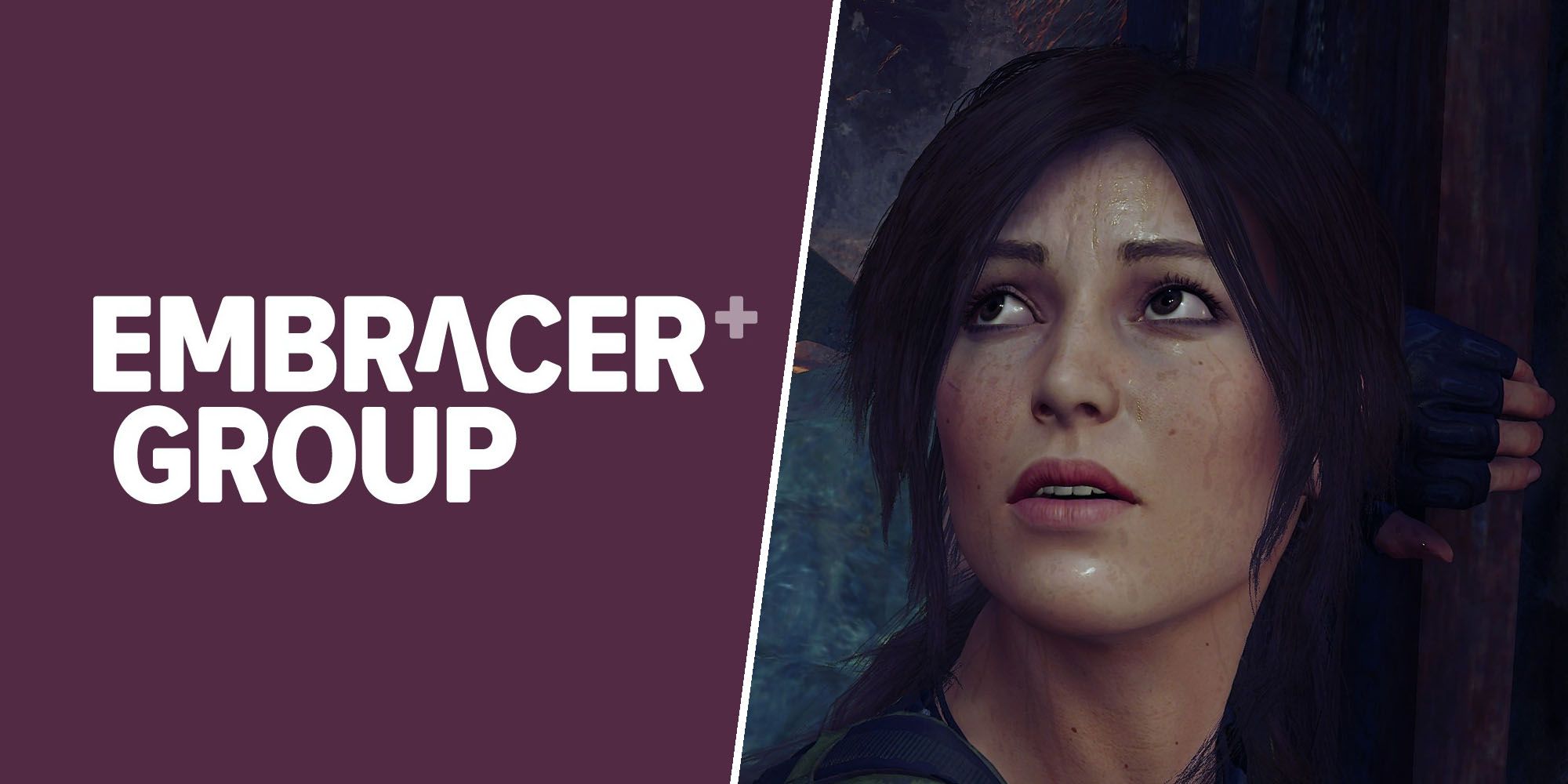 Le logo Embracer Group et Lara Croft des jeux Tomb Raider de Crystal Dynamics