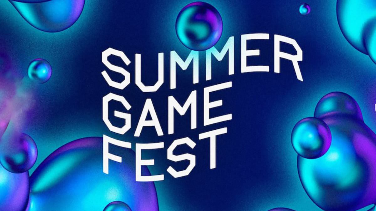 Logo Summer Game Fest 2022 sur fond de bulle bleue.