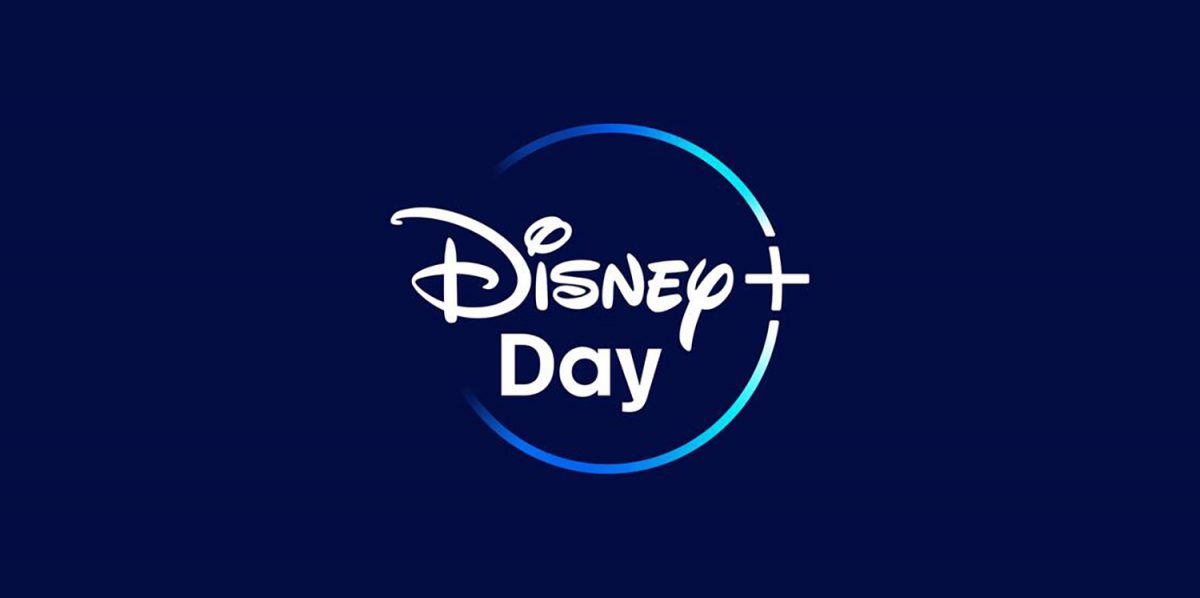 Le logo Disney+ Day sur fond bleu