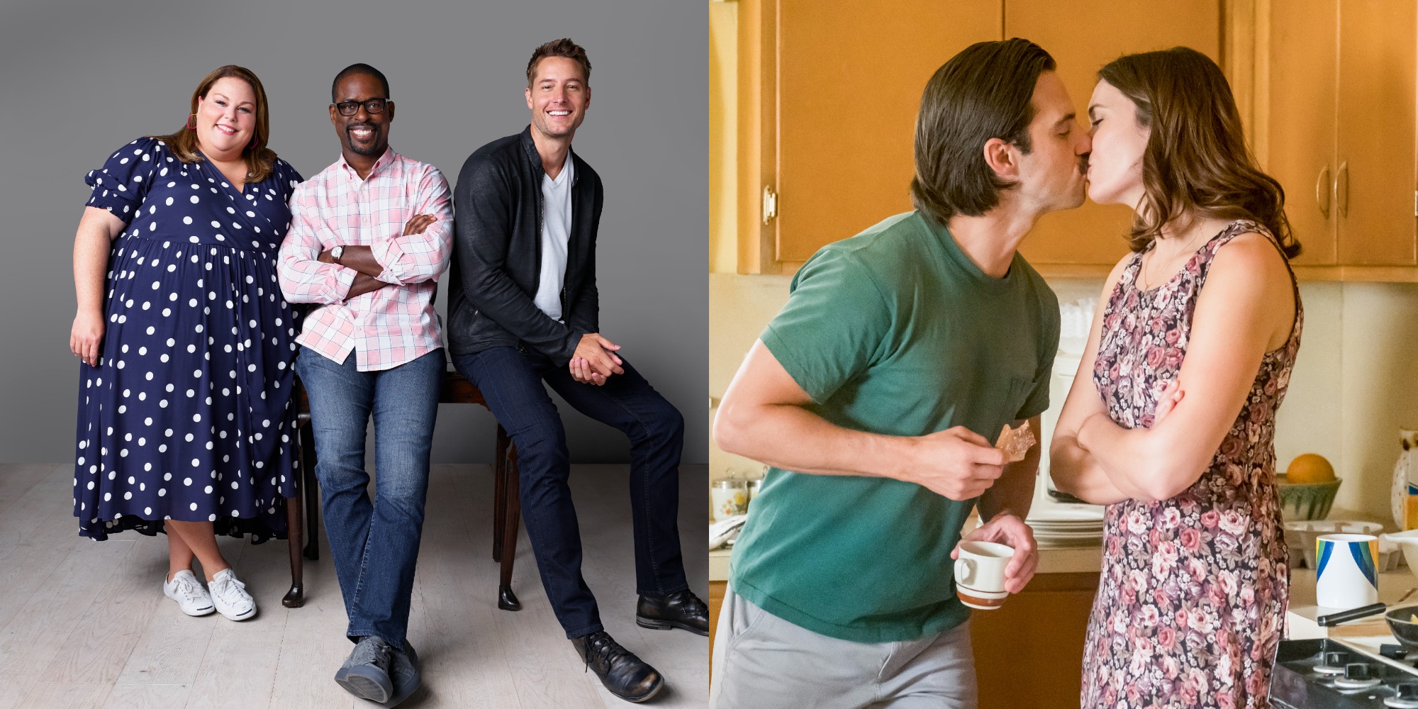 Chrissy Metz, Sterling K. Brown, Justin Hartley, Milo Ventimiglia et Mandy Moore dans des photographies côte à côte faisant la promotion de
