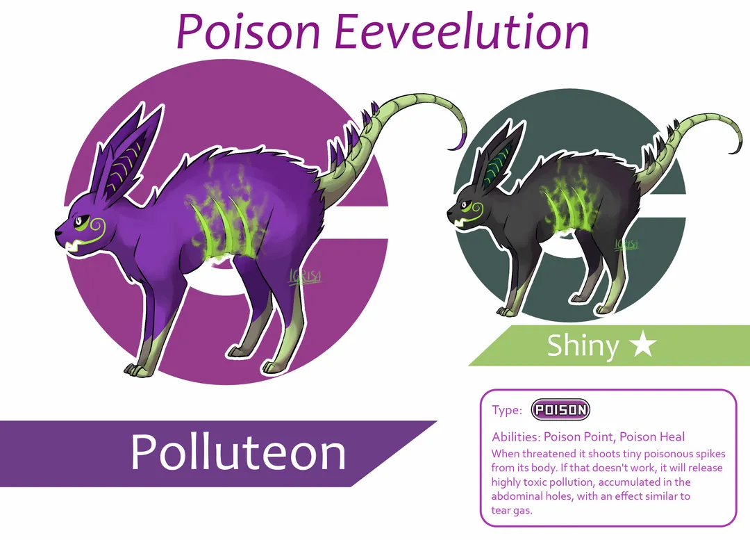 Une interprétation d'artiste d'une évolution de type Poison d'Eevee