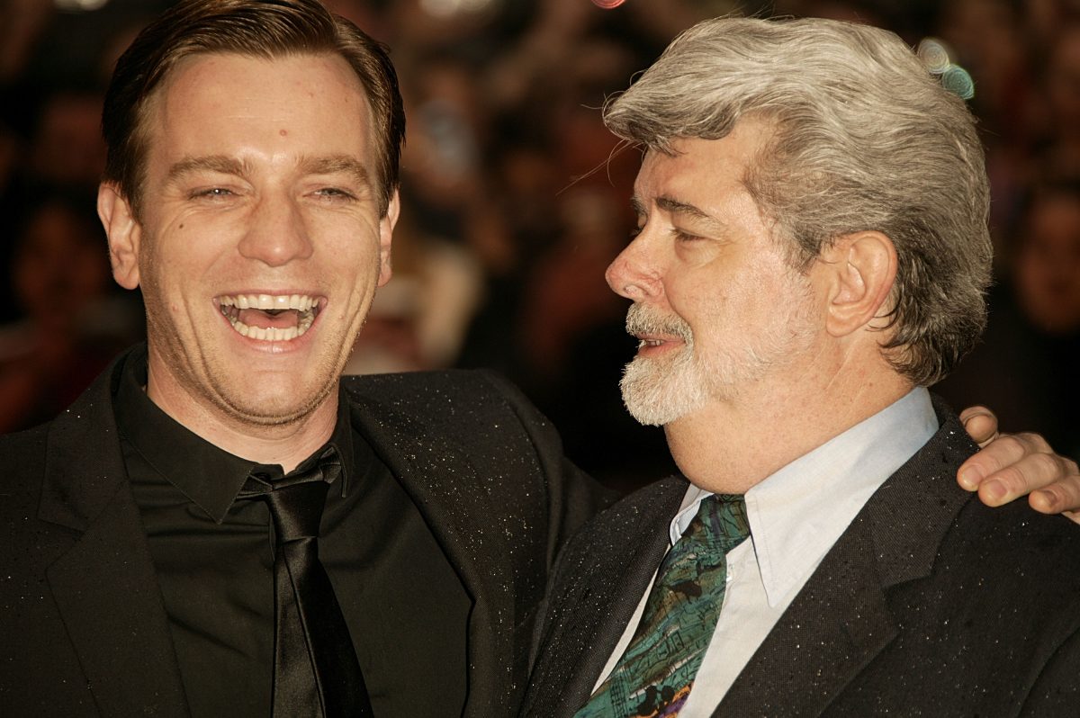 Ewan McGregor, qui joue Obi-Wan Kenobi, et George Lucas assistent à la première du film Star Wars : Épisode III : La Revanche des Sith