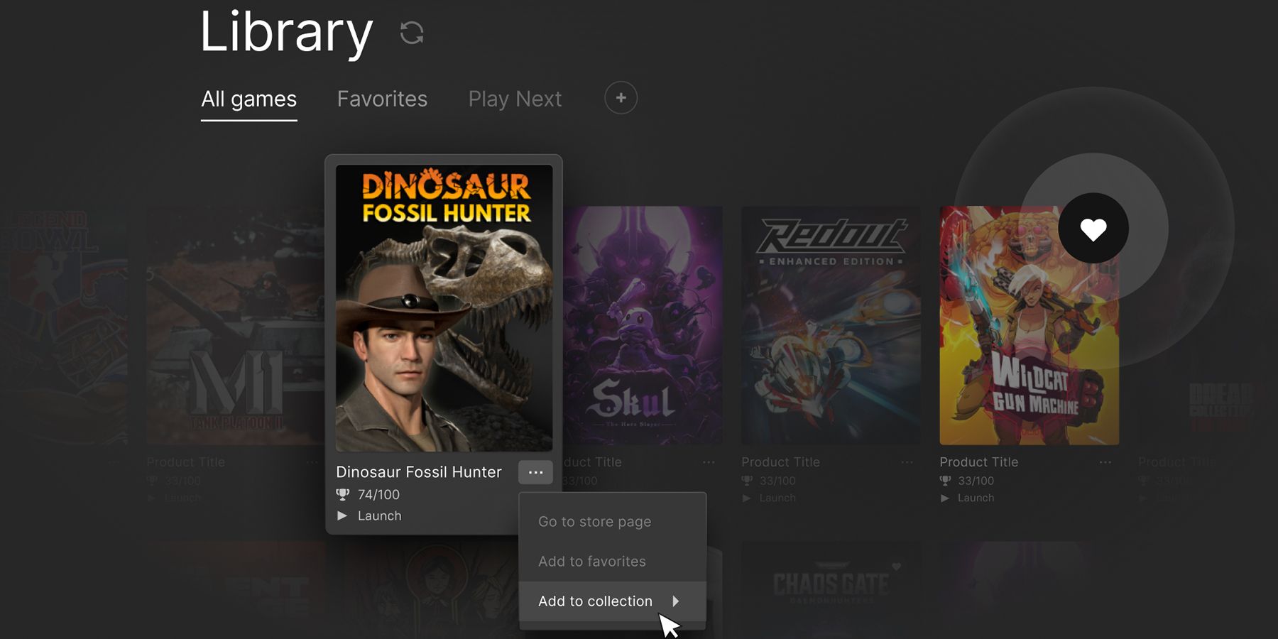 epic-games-store-bibliothèques personnalisées