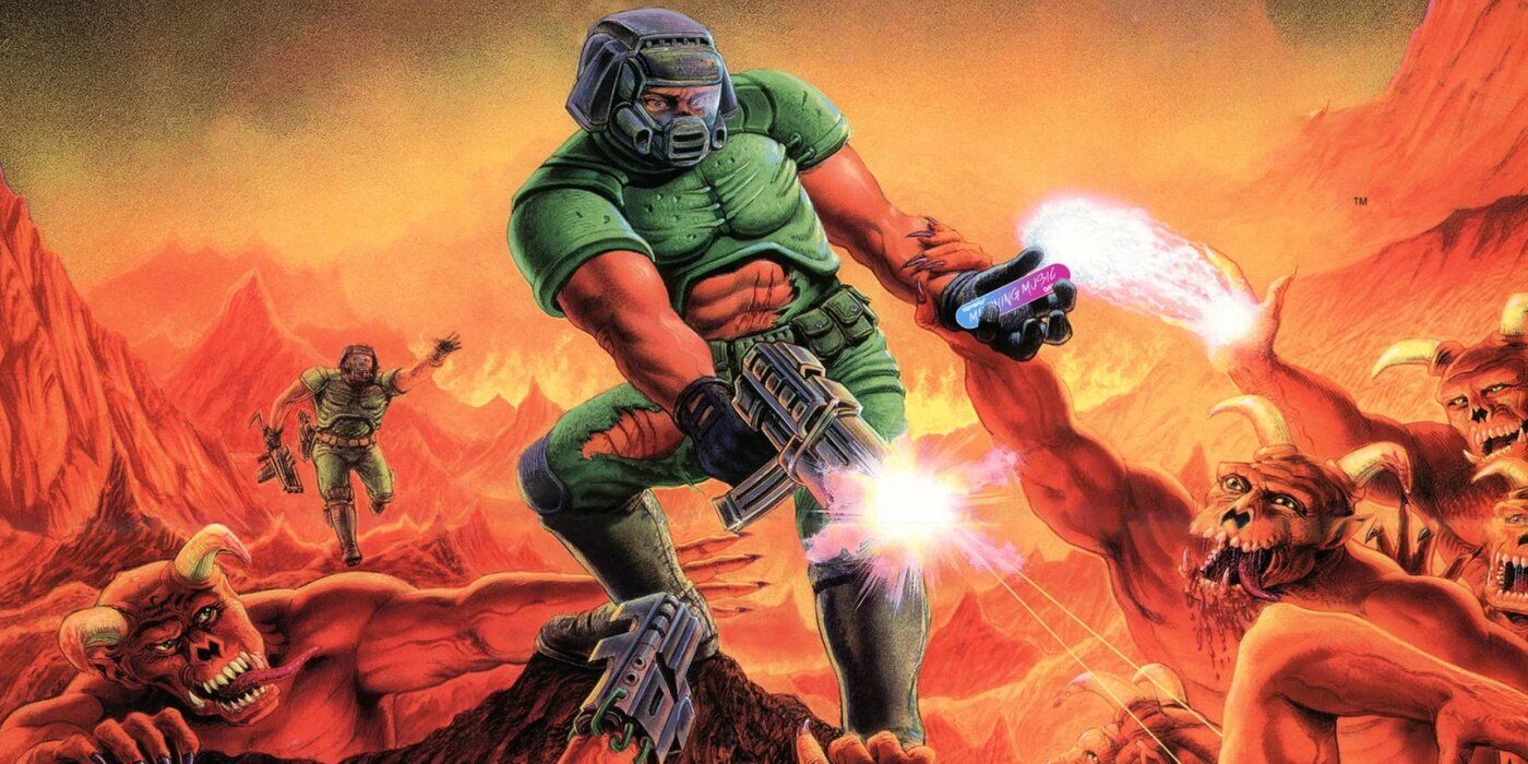 Doom Guy classique combattant les démons