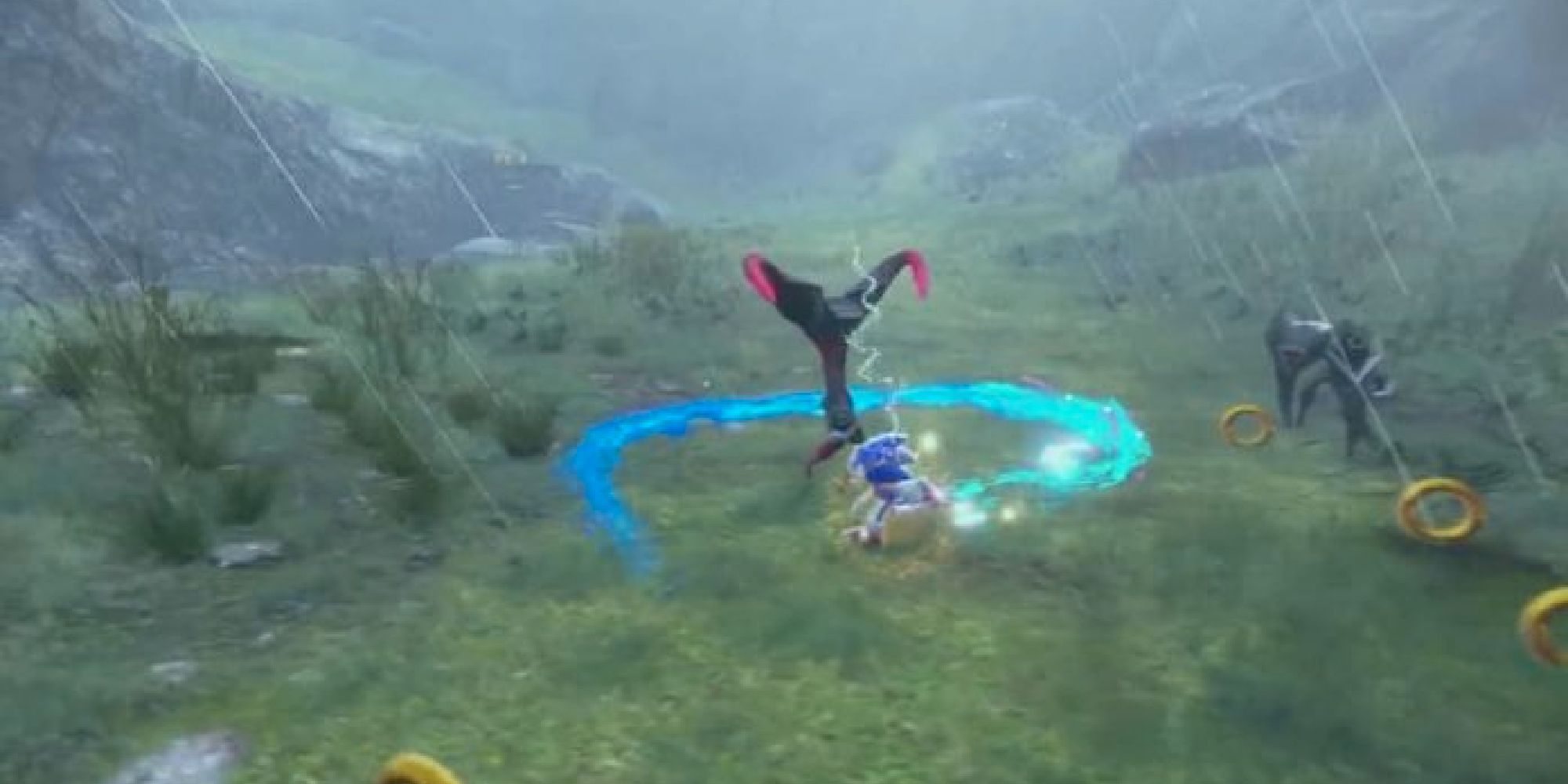 Sonic combattant un robot sous la pluie dans la bande-annonce de Sonic Frontiers