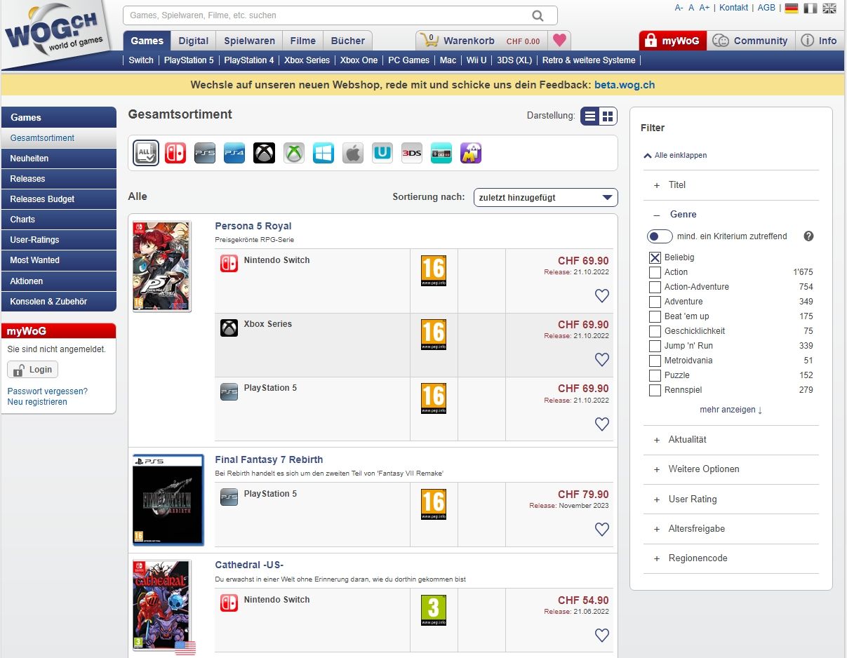 wog.ch listing pour persona 5 royal sur switch