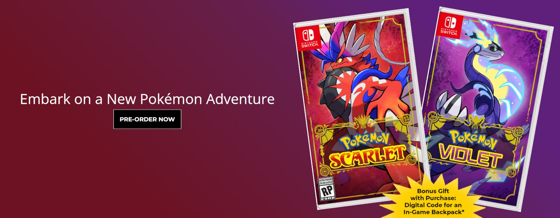 bannière de précommande pokemon center