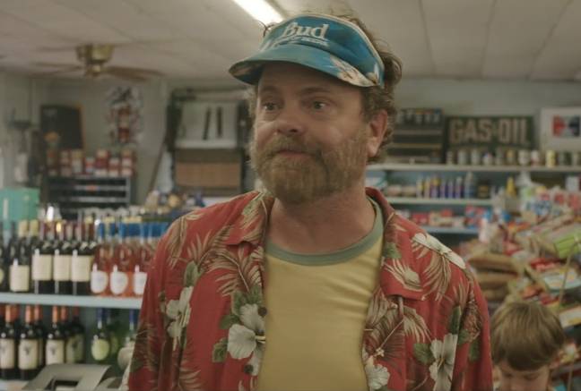 Rainn Wilson joue le rôle d'un commerçant dans Jerry et Marge Go Large.  Crédit : Paramount+