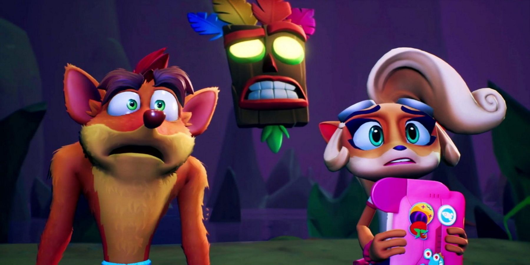 crash bandicoot il est temps capture d'écran avec aku aku et coco