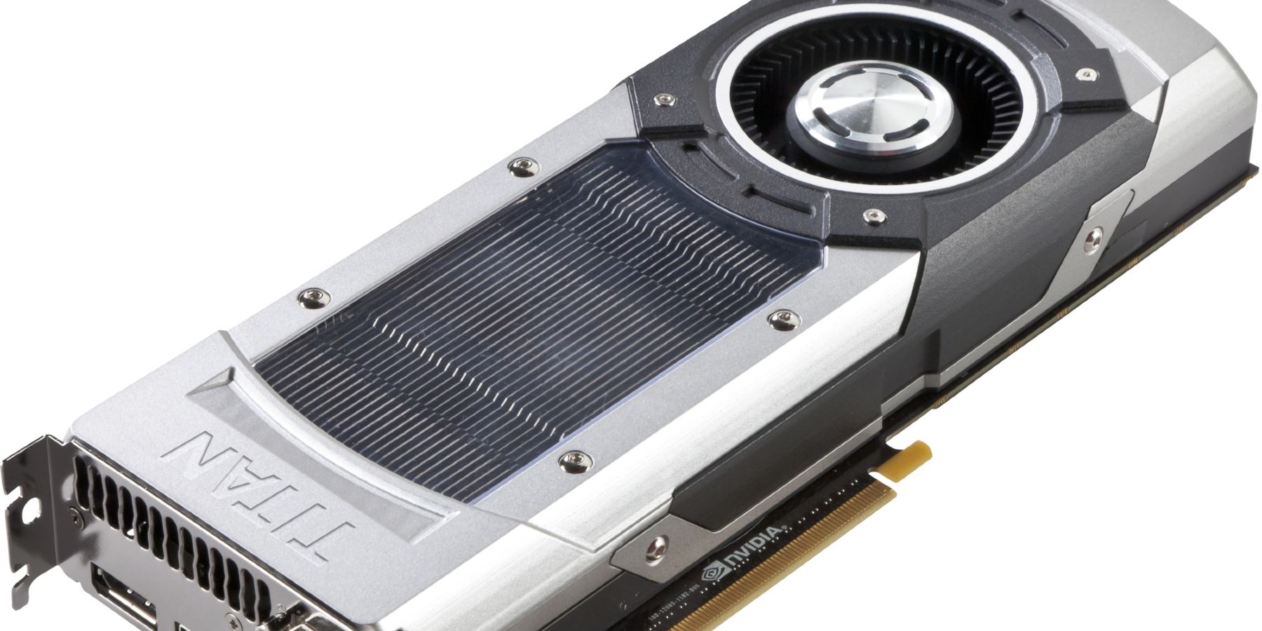 Photo d'une carte graphique Nvidia GTX sur fond blanc.