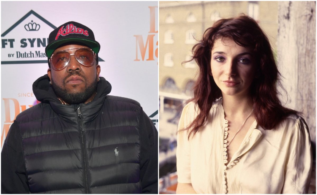 Big Boi assistant à un événement de dévoilement de la collaboration musicale A Craft Syndicate en 2018. Kate Bush posant en 1978.