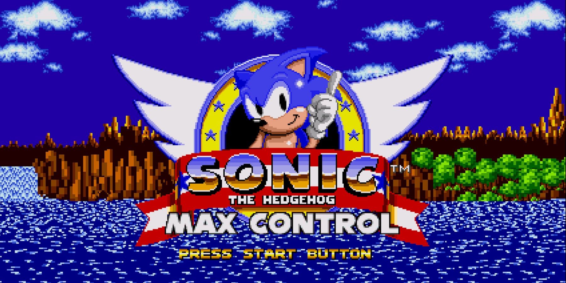 Image montrant l'écran du menu principal du premier jeu Sonic the Hedgehog.