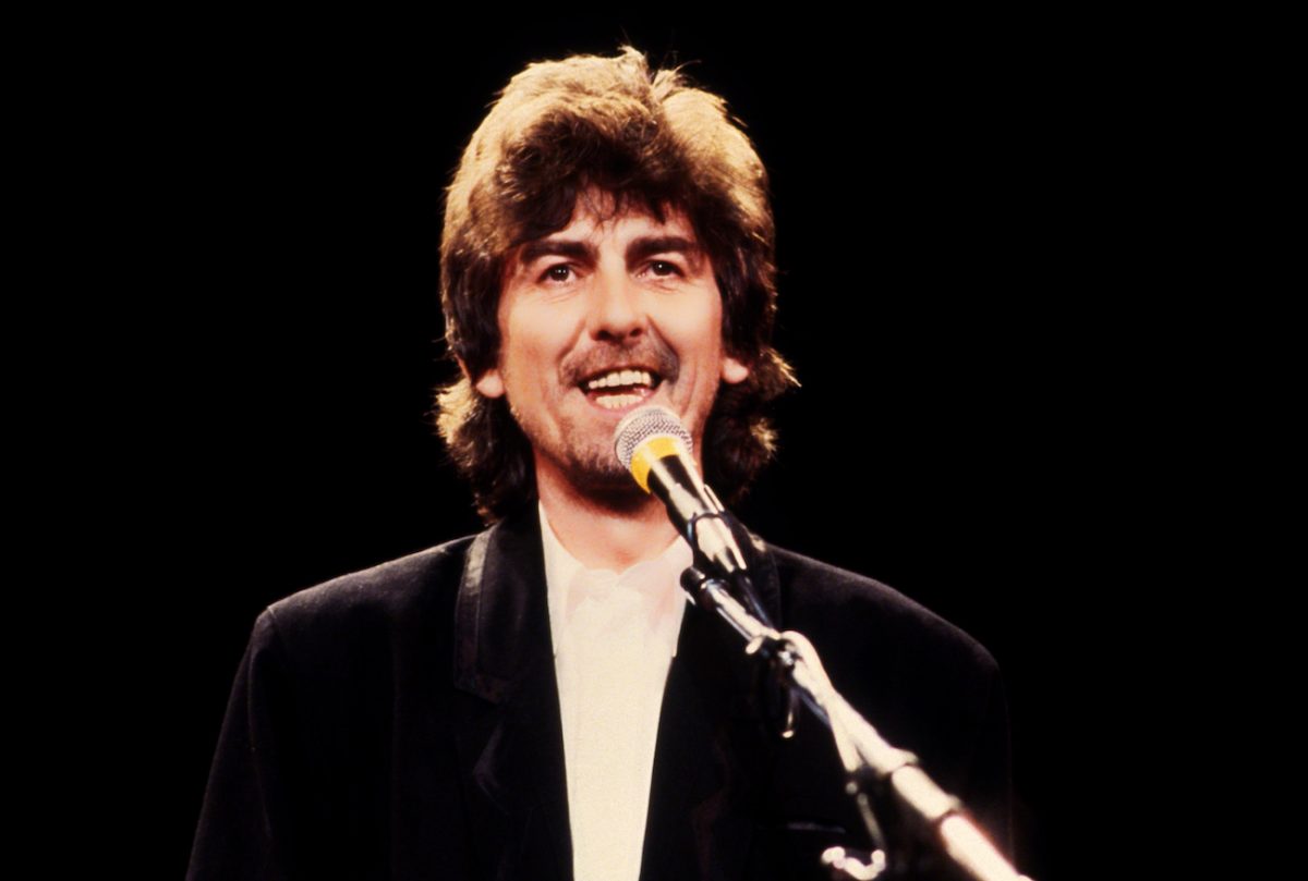 George Harrison lors de l'intronisation au Rock & Roll Hall of Fame des Beatles en 1988.