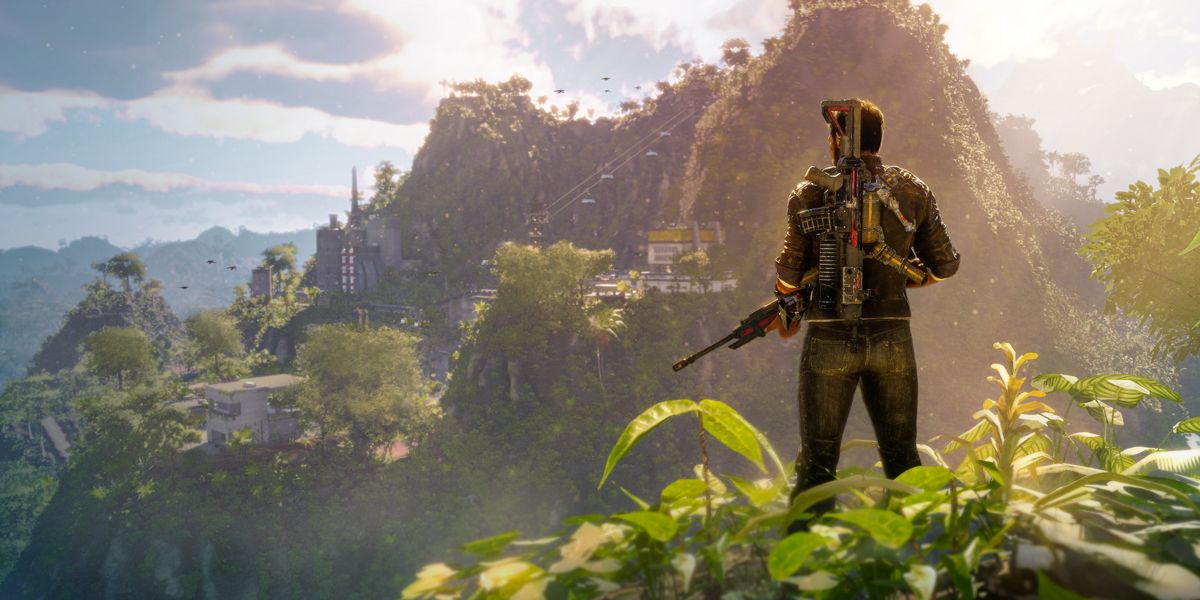Just Cause 4 - protagoniste regardant le monde ouvert