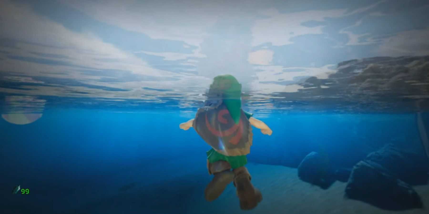 Image d'une démonstration Unreal Engine 5 de l'eau dans Ocarina of Time.