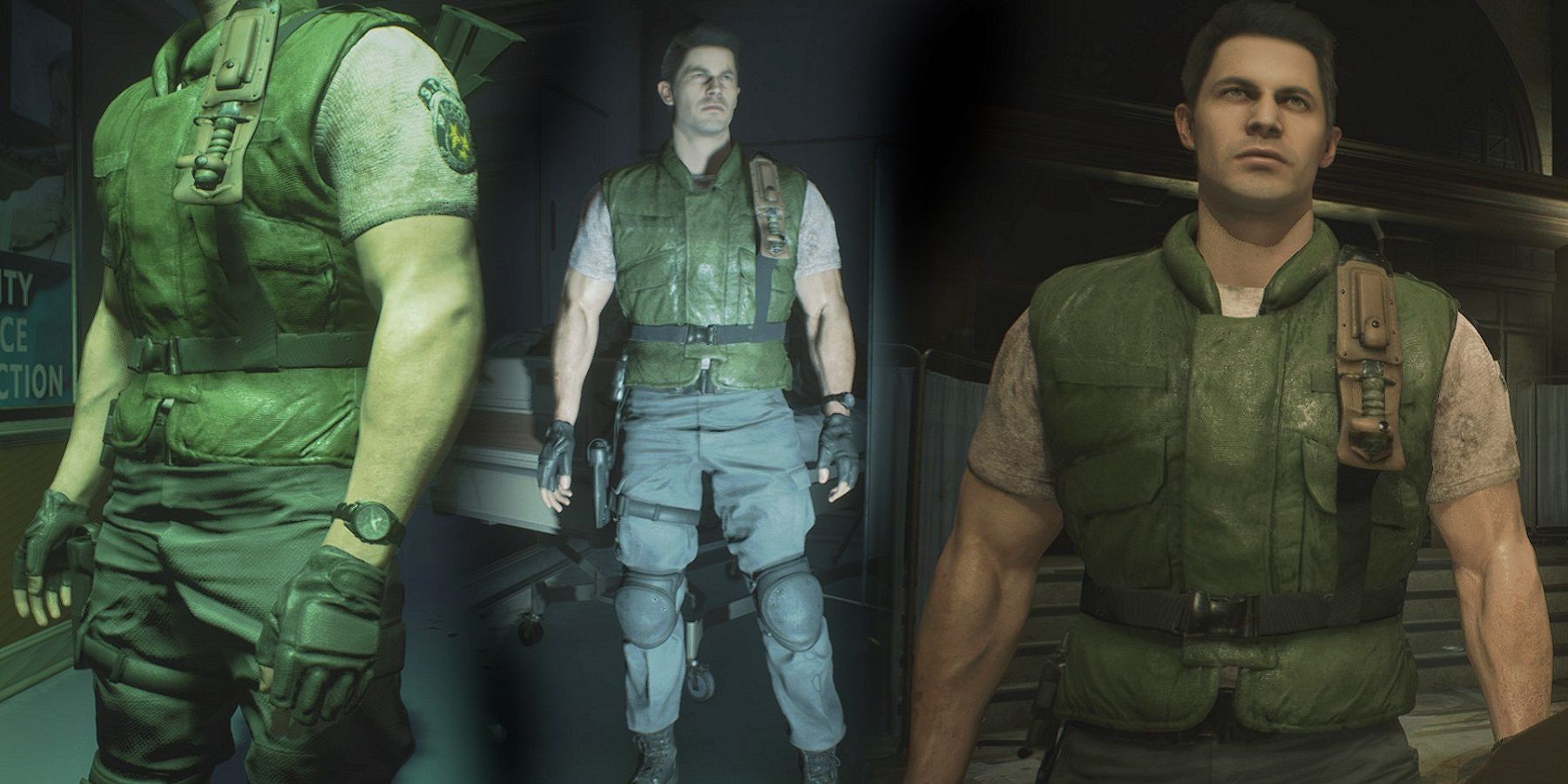 Image de Residnet Evil 3 Remake montrant trois modèles de personnages de Chris Redfield.