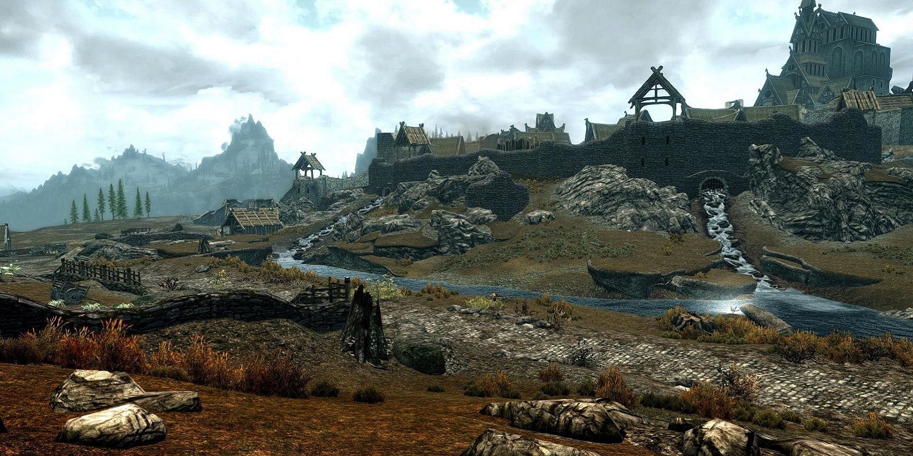 Image de Skyrim montrant la ville de Whiterun en arrière-plan.
