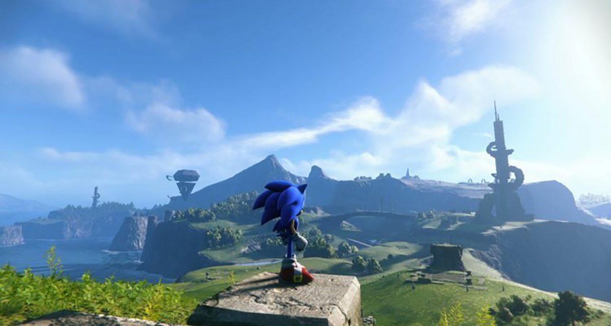 Sonic se dresse au sommet d'une falaise dans Sonic Frontiers