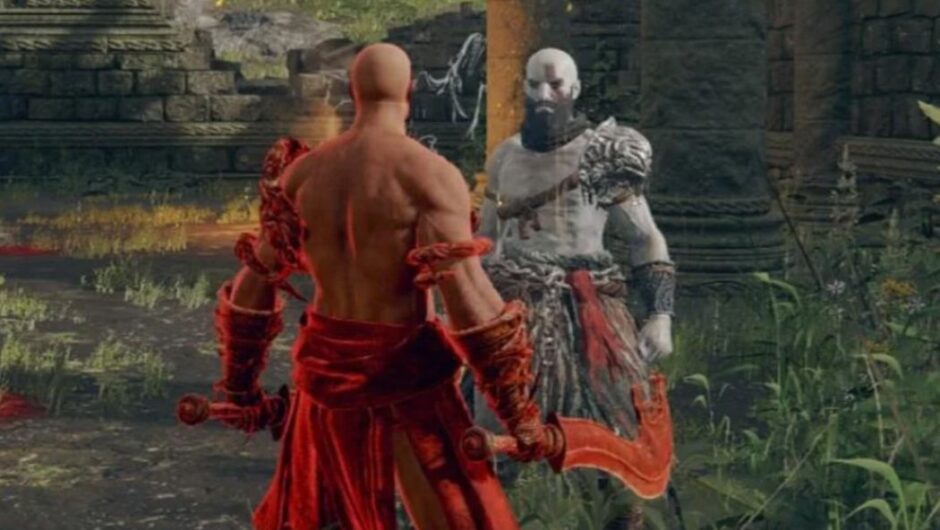 Un fan d&rsquo;Elden Ring jouant alors que le jeune Kratos rencontre le vieil homme Kratos en PvP