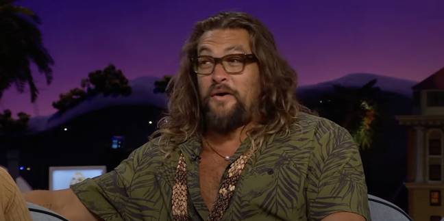 Jason Momoa sur The Late Late Show avec James Corden cette semaine. Crédit : CBS