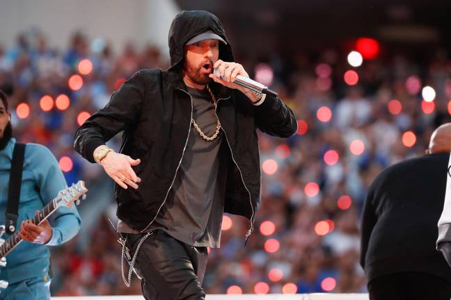 Eminem est le sujet du morceau de The Game, The Black Slim Shady. Crédit : UPI/Alay Banque D'Images