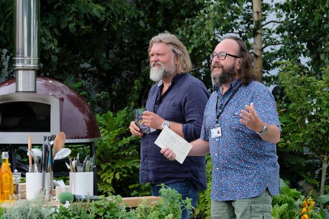 Si King (à gauche) et Dave Myers à Kitchen Garden Live with the Hairy Bikers en 2017. Crédit : P Tomlins / Alamy Stock Photo