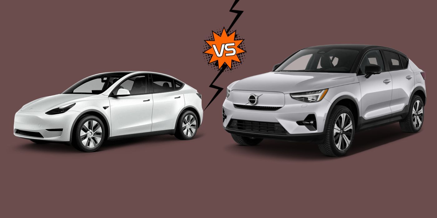 Tesla Model Y et Volvo C40 Recharge avec symbole versus