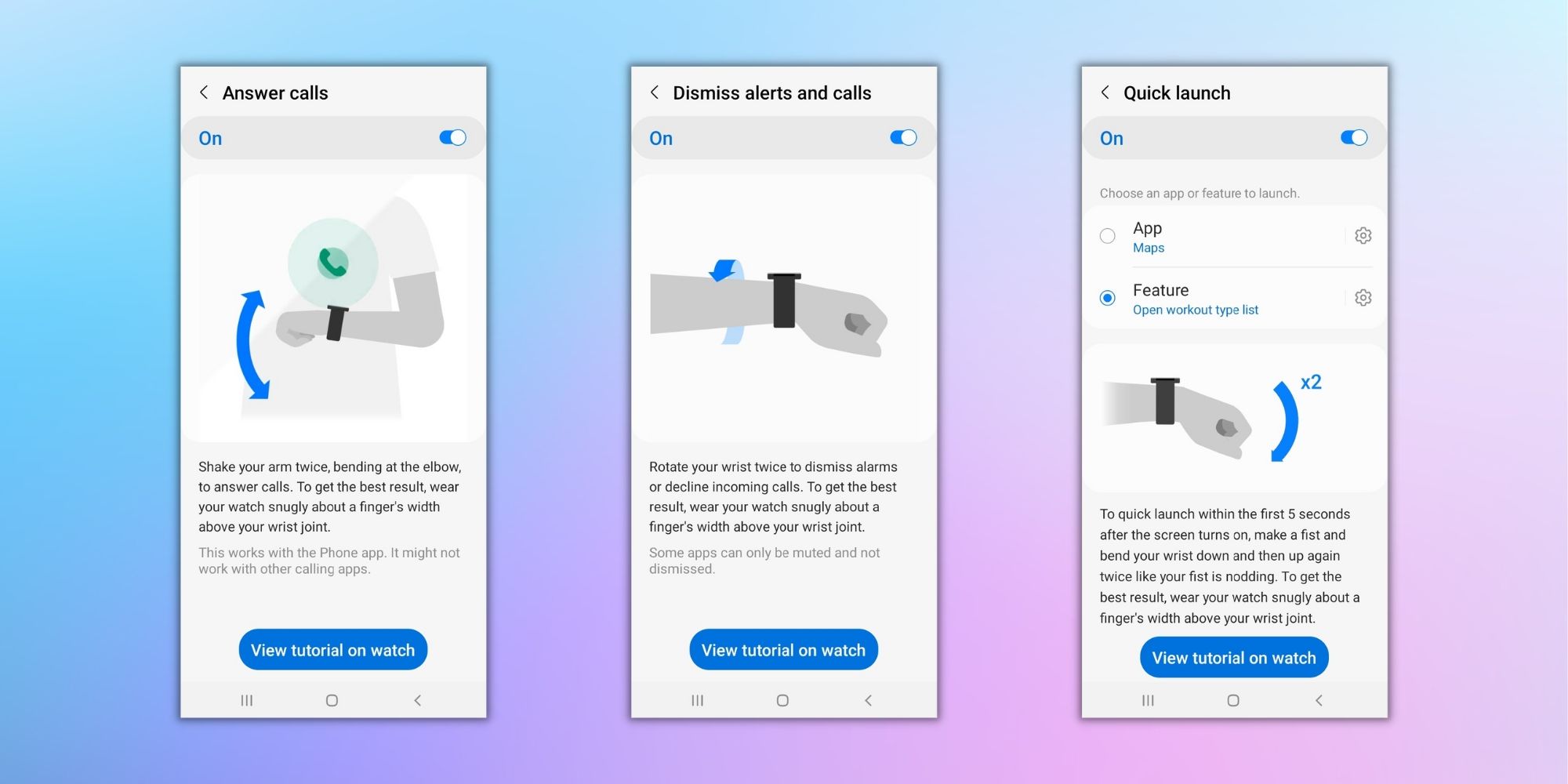 Fonctions de contrôle gestuel de la Galaxy Watch 5