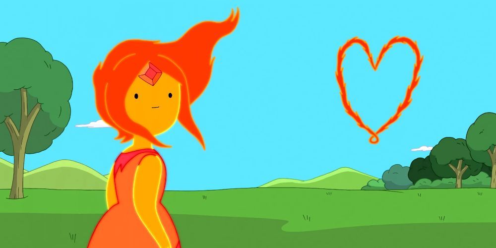 Flame Princess faisant un coeur de feu dans le ciel