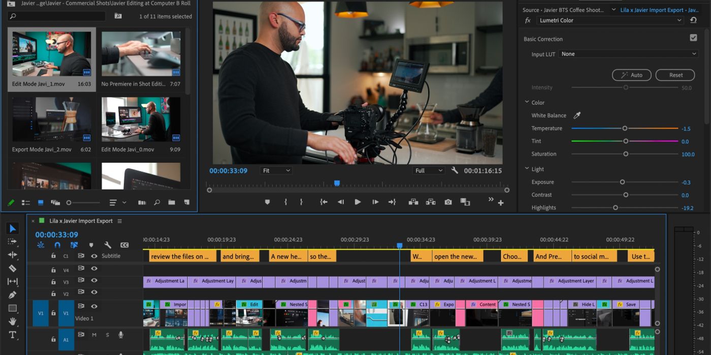 Capture d'écran d'Adobe Premiere Pro en cours d'utilisation