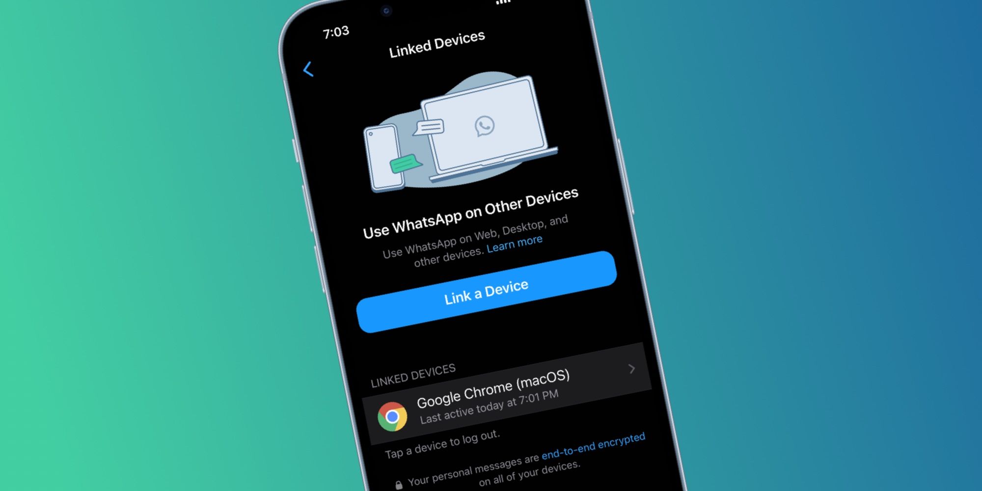 Écran Appareils liés à WhatsApp