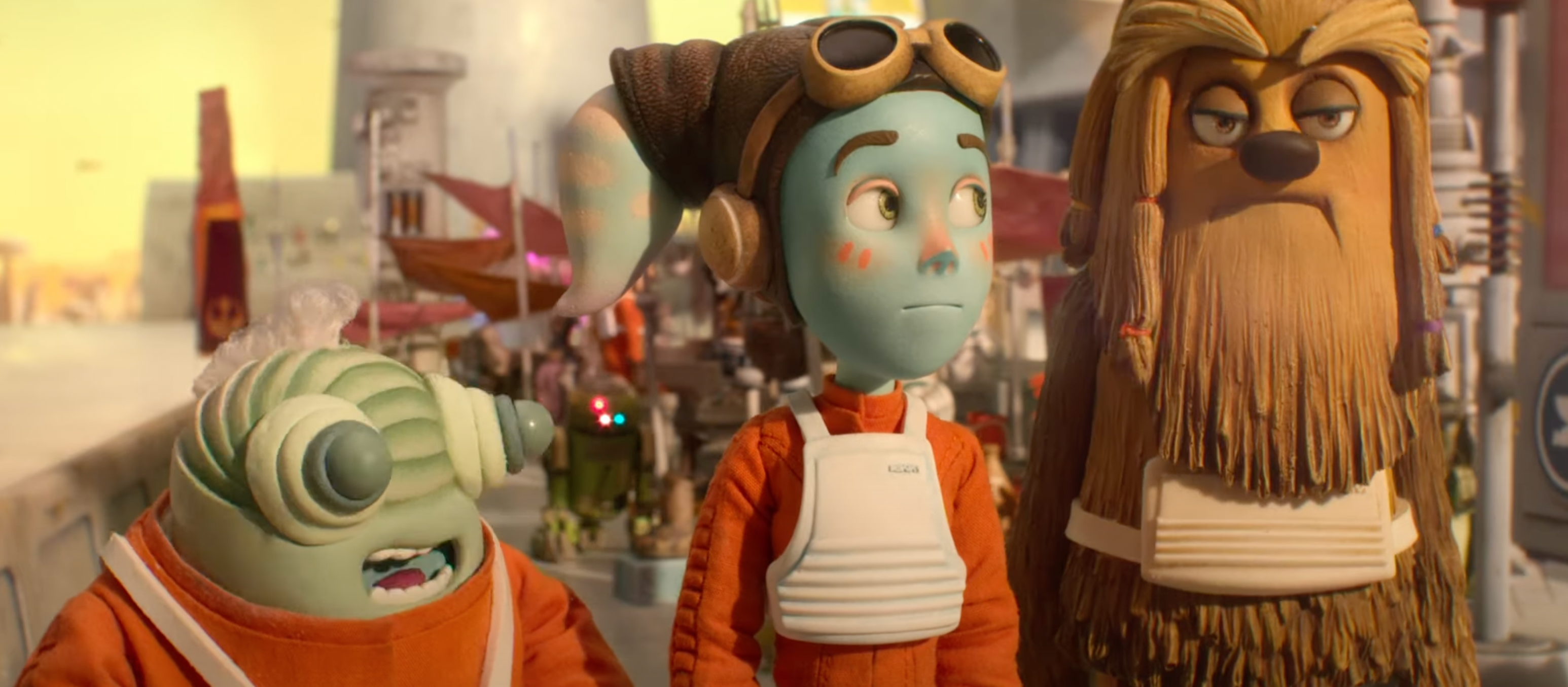Trois pilotes de chasseurs stellaires dans Star Wars Visions Volume 2, 