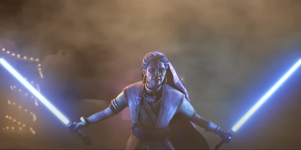 Un Jedi avec deux sabres laser dans Star Wars Visions Volume 2, 