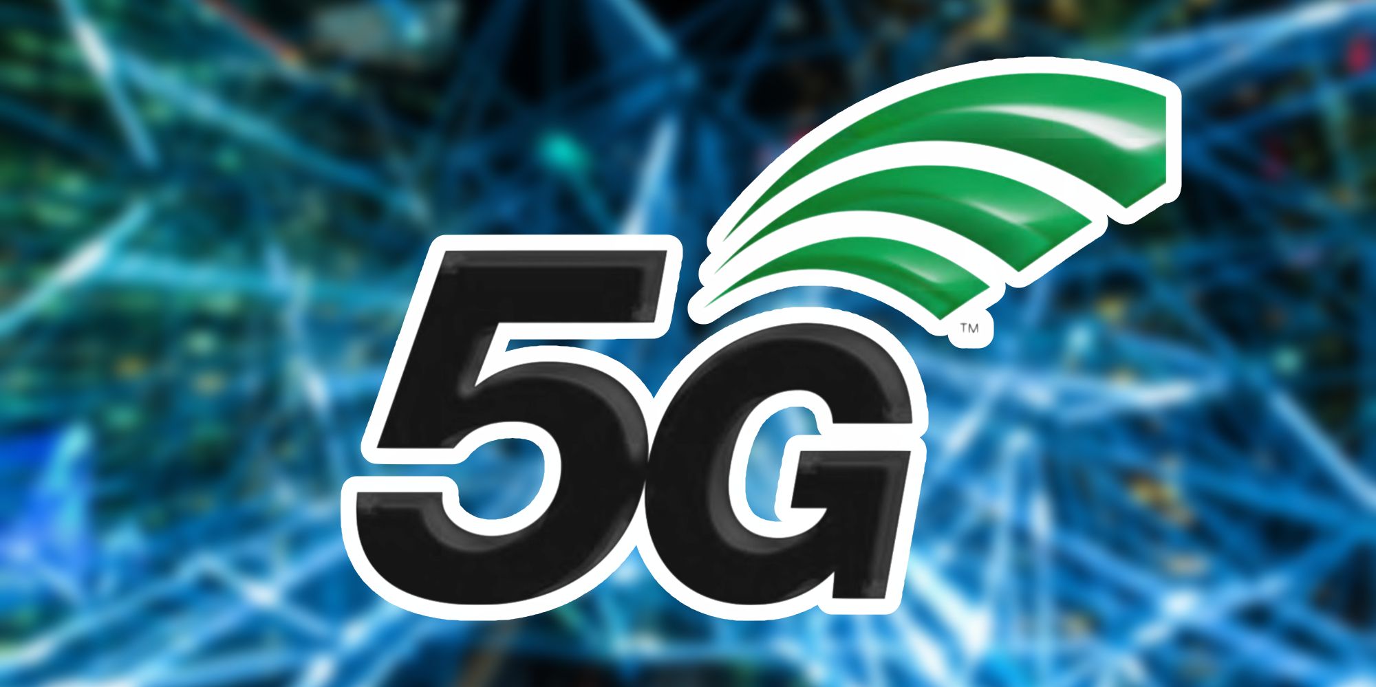 Logo 5G avec photo de données derrière