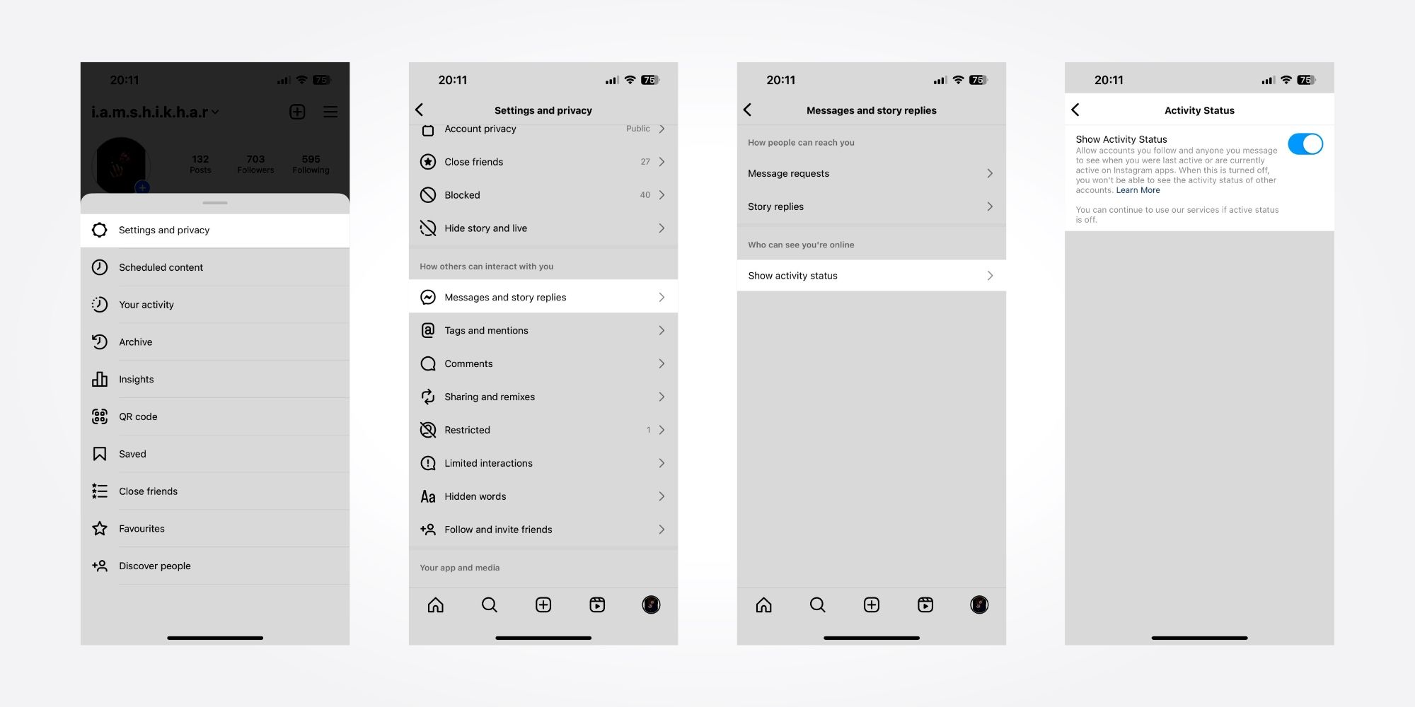 comment activer le statut d'activité sur Instagram