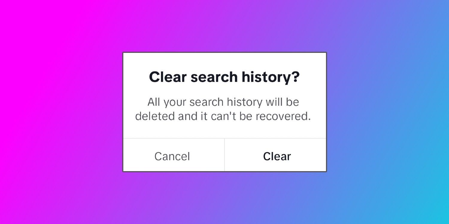 Une fenêtre contextuelle TikTok demandant si l'utilisateur souhaite effacer son historique de recherche s'affiche