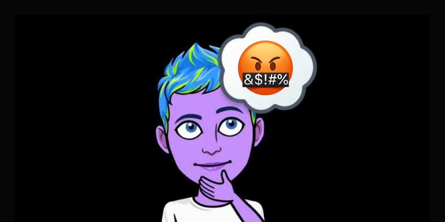 L'avatar Snapchat My AI est représenté en train de penser avec un emoji maudissant dans une bulle de pensée
