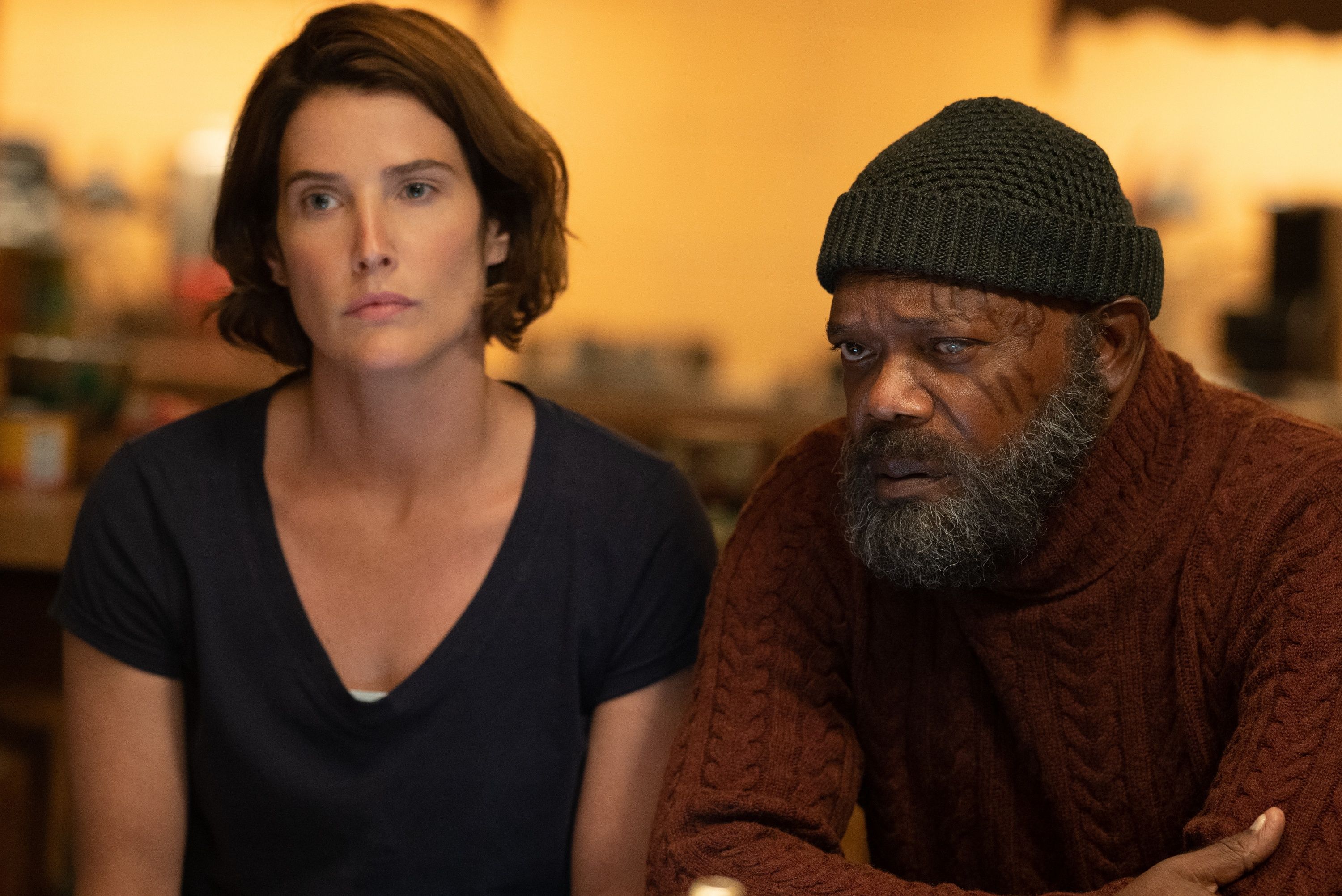Samuel L. Jackson comme Nick Fury et Cobie Smulders comme Maria Hill dans Secret Invasion