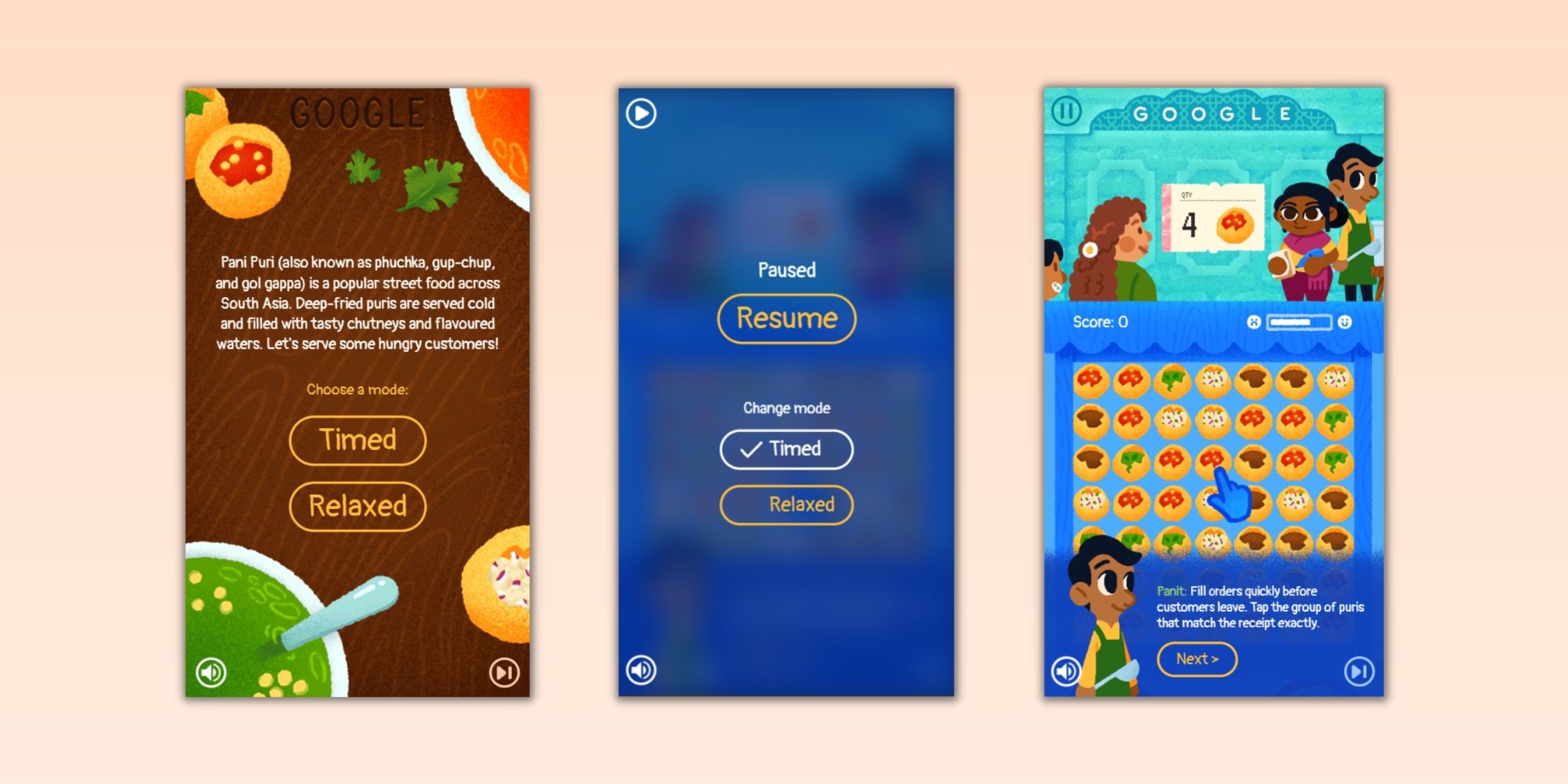 Captures d'écran du jeu Google Pani Puri doodle